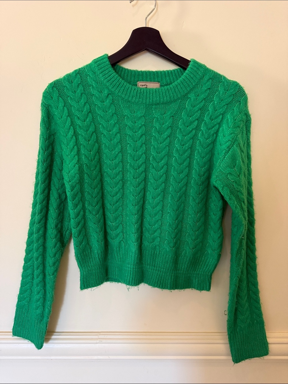Original By Ashley Green Cable-knit Cropped Sweater Sz M Collegiate Preppy